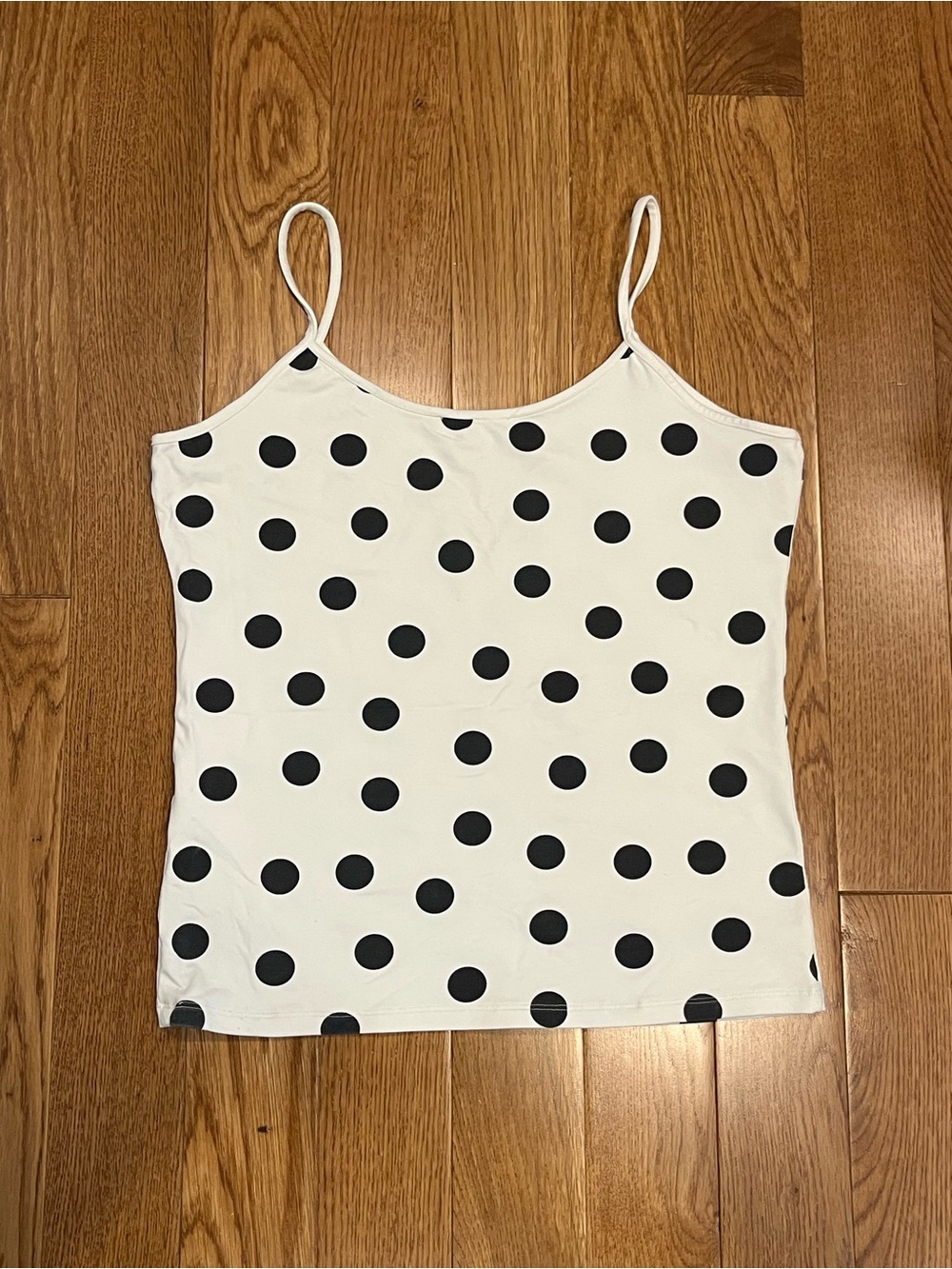 Women’s White Polka Dot Spaghetti Strap Tank Top
